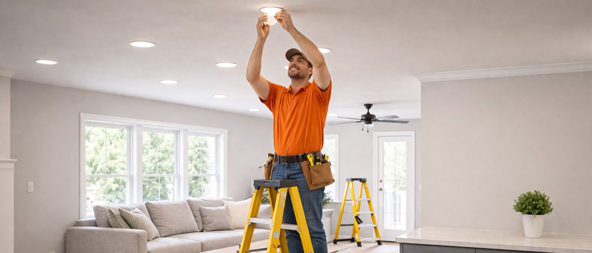 Light fixture installation and electrical maintenance by ServiceBeaver DFW
